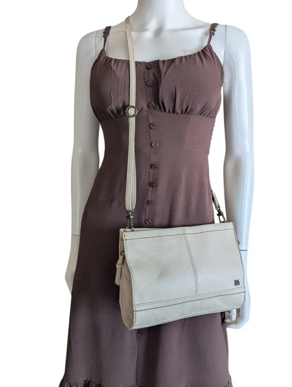 The Sak Cream Leather Crossbody Bag